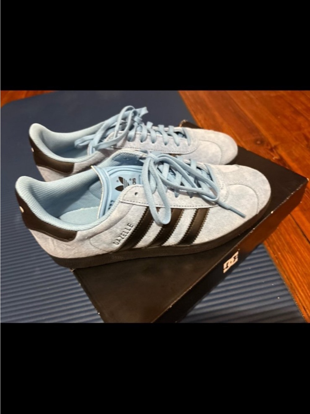 adidas  Light Blue and Black Gazelle Sneakers